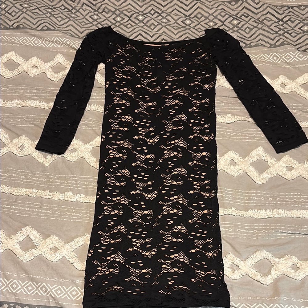 Guess Black Off the Shoulder Bodycon Dress
